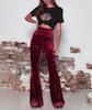 2026 Spring/Autumn Women's High-waisted Micro-flare Velvet Trousers - European & American Fashion