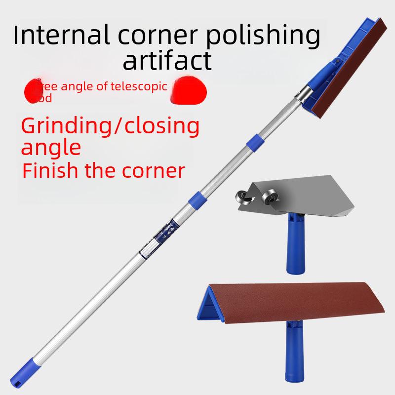 Telescopic Corner Scraper with Self-Adhesive Sandpaper for Dry Grinding