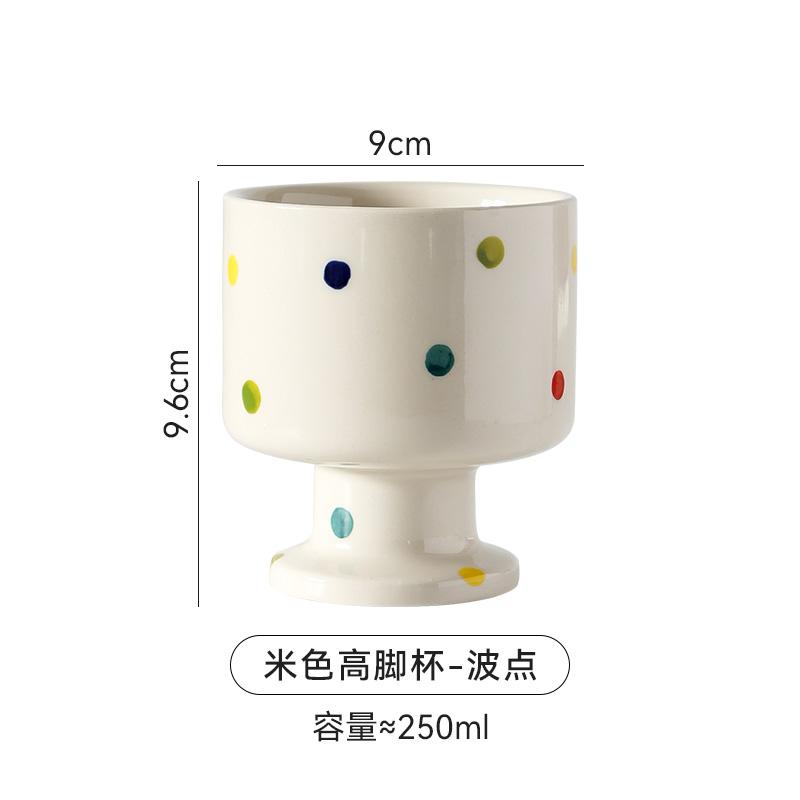 Retro Creative Ceramic Mug Hand Drawn Irregular High Legged Coffee Mug Milk Tea Cup Beverage Cup Household Tea Cup Water Cups