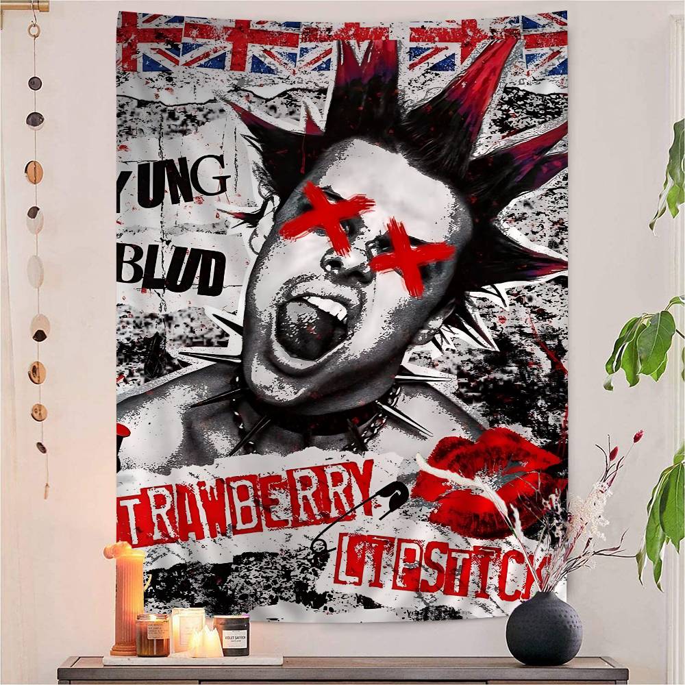 YYungblud Hot Singer Cartoon Tapestry Bohemian Wall Tapestries Mandala Home Decor