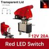 Auto Car Boat Truck Illuminated Led Toggle Switch With Safety Aircraft Flip Up Cover Guard 12V20A transparent Switches4
