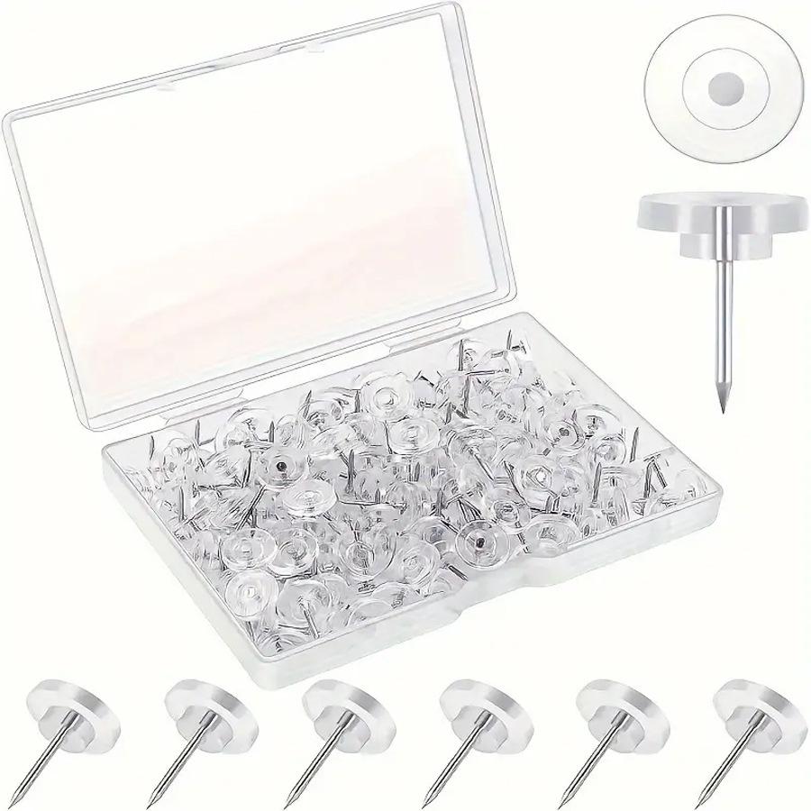 Transparent White and Black Round Push Pins for Cork Boards