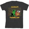 T-shirt Noir à Manches Courtes et Col Rond pour Jeune Bioworld Minecraft Mode Survie Art Crew