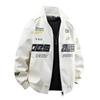 American Style Motorcycle PU Leather Jacket Trendy Black White Heavyweight Biker Jacket Men's Loose Fit Padded Outerwear