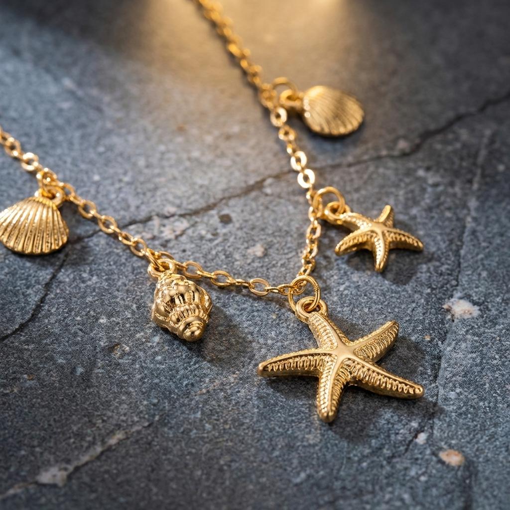 Starfish Conch Choker Necklace Ocean Theme Sea Shell Short Collarbone Chain Summer Beach Vacation Jewelry for Women