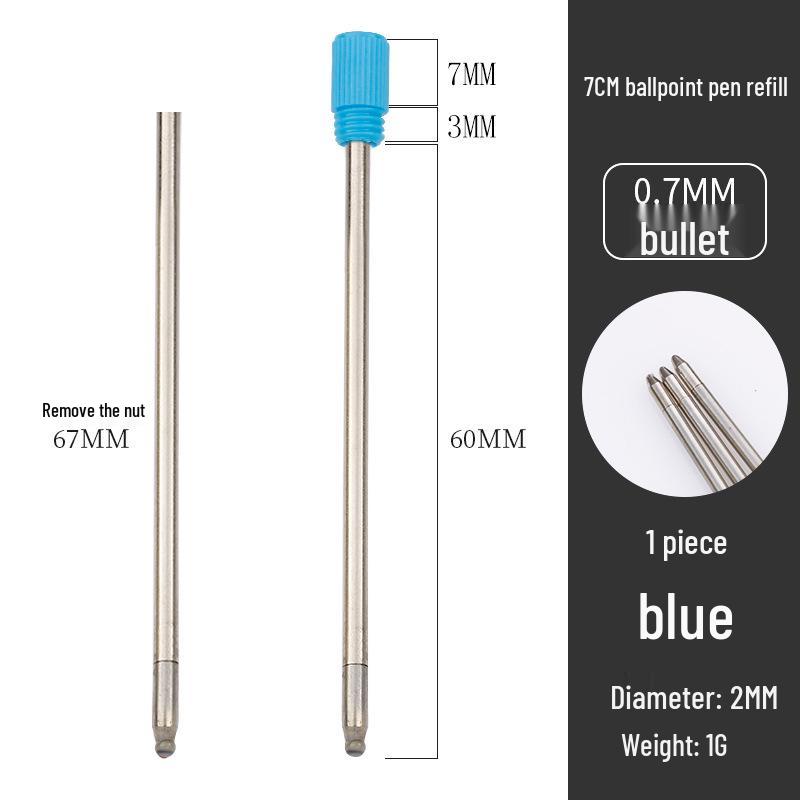 70MM Metal Ballpoint Pen Refills - Small, Short, Crystal - In Stock