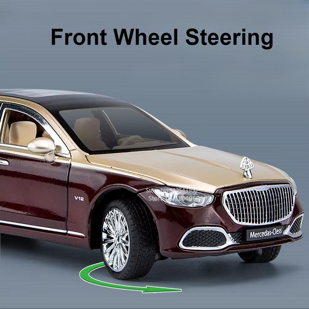 1:24 Scale S680 Car Model Toy Doors Opened Sound Light Pull Back Diecast Metal Shock Absorption Models Boys Collection Gifts