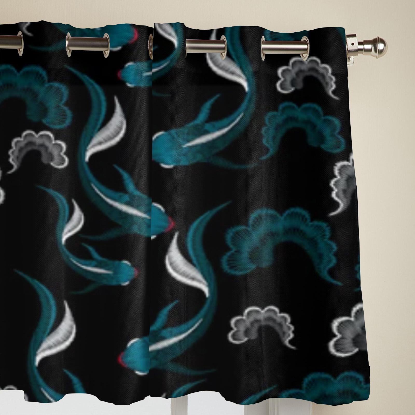 Красивые этнические занавески с изображением рыбы кои для детской комнаты — фото 3