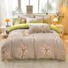 New Stylish Skin-Friendly Cotton Flannel Bedding Set - Thickened Plaid & Floral Design for Students