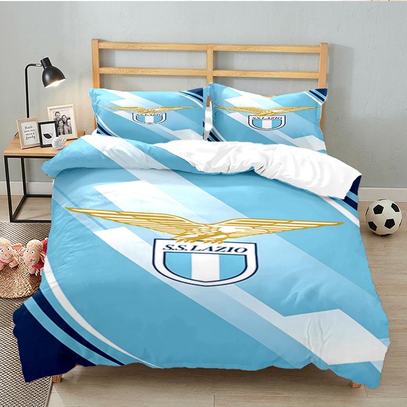 3PCS Lazio Football Crest Bedding set,Ideal For1pc Duvet Cover And 2pcs Pillowcases Perfect for Christmas gift,Ideal for Bedroom, Dormitory