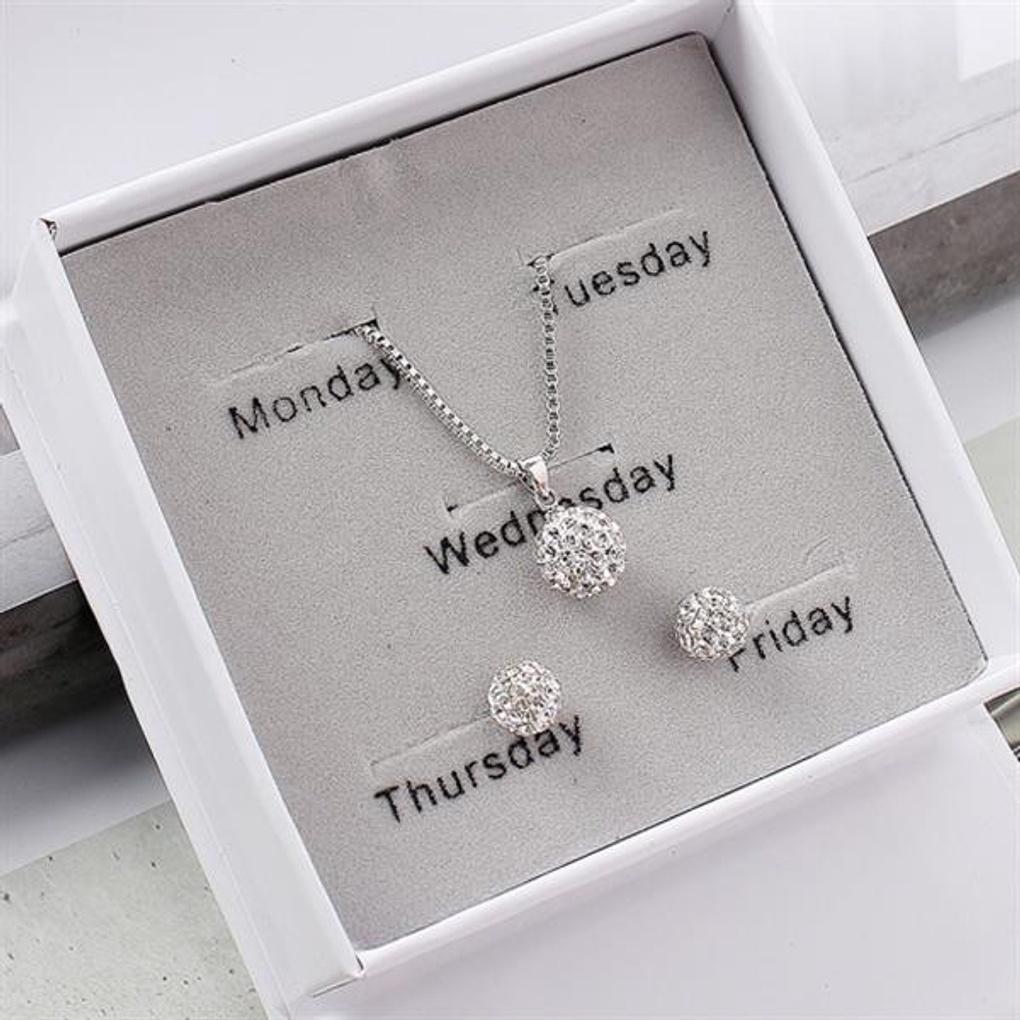 Shine Ball Necklace and Earrings Set Jewelry Gift Set
