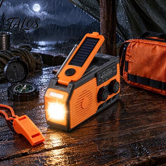 Solar Wind Up Radio for Camping Gear Emergency Radio, & Battery Powered AM/FM Rechargeable, LED Flashlight, Reading Equipment Backpacking Lamp,