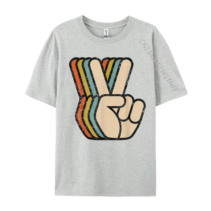 Retro Peace Sign V Fingers Vintage Prevalent Young T Shirts Customized Tees Pure Cotton O-Neck Design Sweatshirts