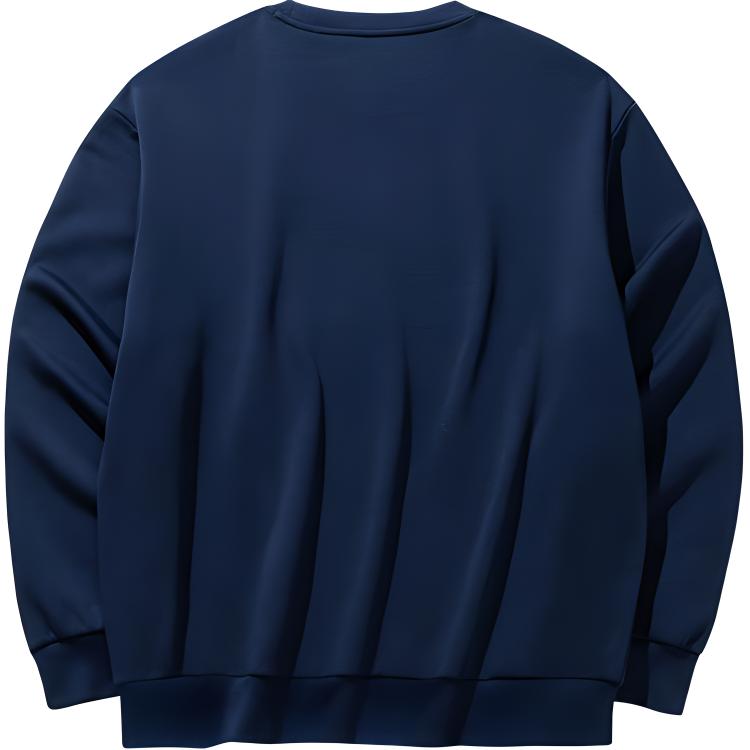 Anta Casual Loose Solid Color Pullover Sweatshirt Unisex tops Navy-Blue 972448711-6