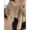 Imitation Fur Jacket Women's Autumn and Winter Loose Cotton Thickened Plush Toka Short Leather Fur Top