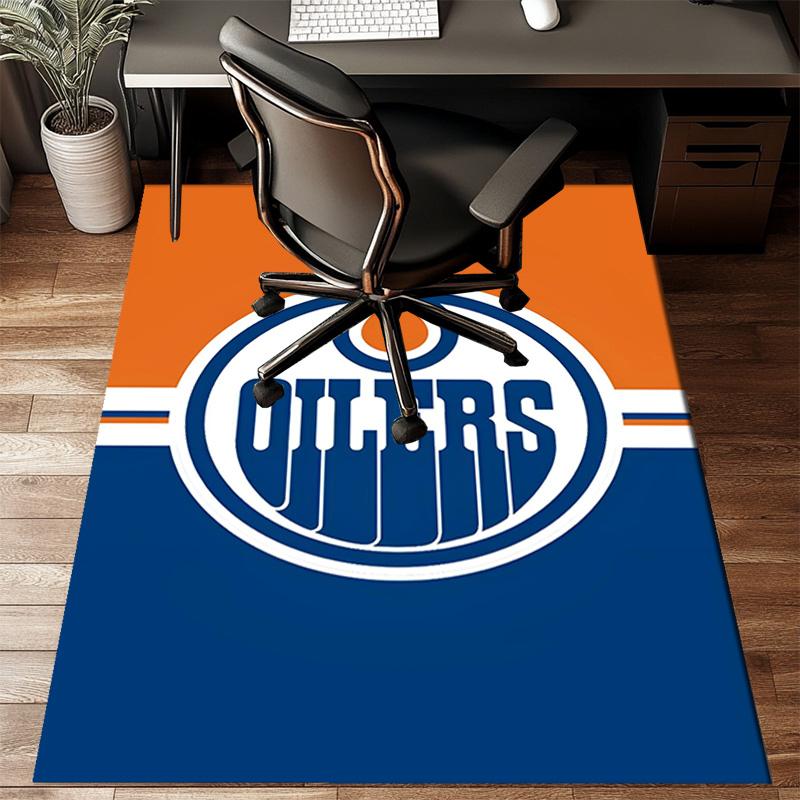 Energetic Oilers Team Spirit Floor Mat for Living Room, Game Rooms, Office, Bedroom, Office Floor Mat Playful Design, Christmas Fan Gifts