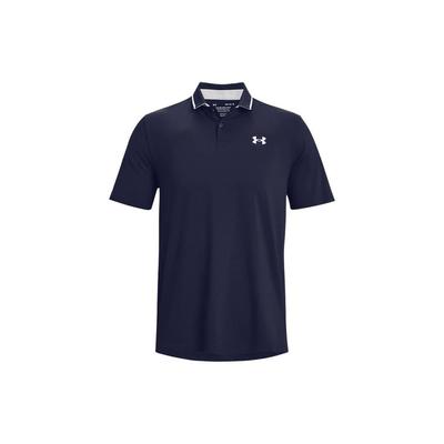 Polo da uomo a maniche corte a tinta unita con logo, girocollo, vestibilità dritta, blu navy 1377364-410