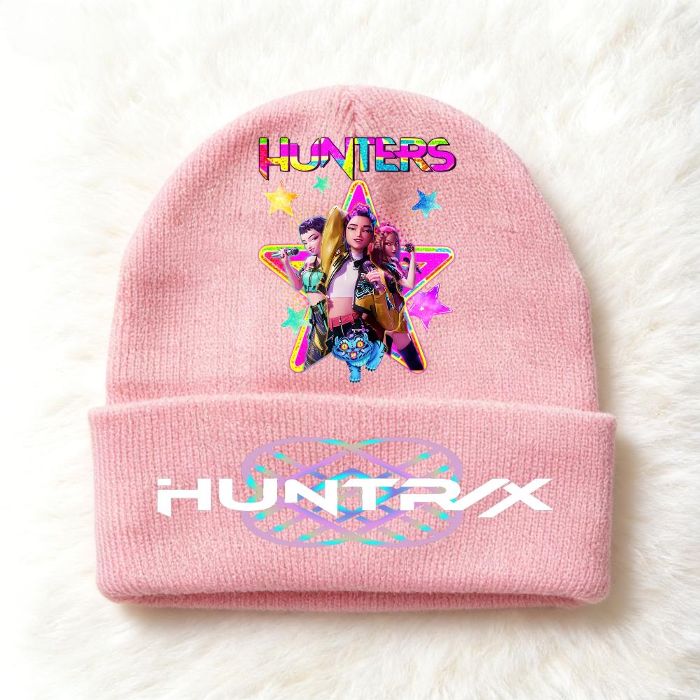 KPOP Demon Hunters Cute And Charming Cartoon Printed Children Knit Beanie Warm Cold Season Cap Girls Outdoor Sports Birth Date Present Accessories