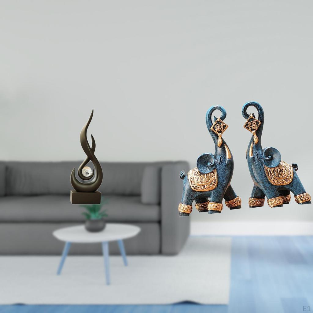 Abstract Flame Elephant Resin Figurine Sculpture Modern Art Craft for Living Room Cabinet Shelf