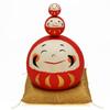 Osaka Choseido Cute Daifuku Sanfuku Daruma Torn Washi Good Luck Brings Includes Original Wooden Tag Figurine, Paper, Charm, Fortune,