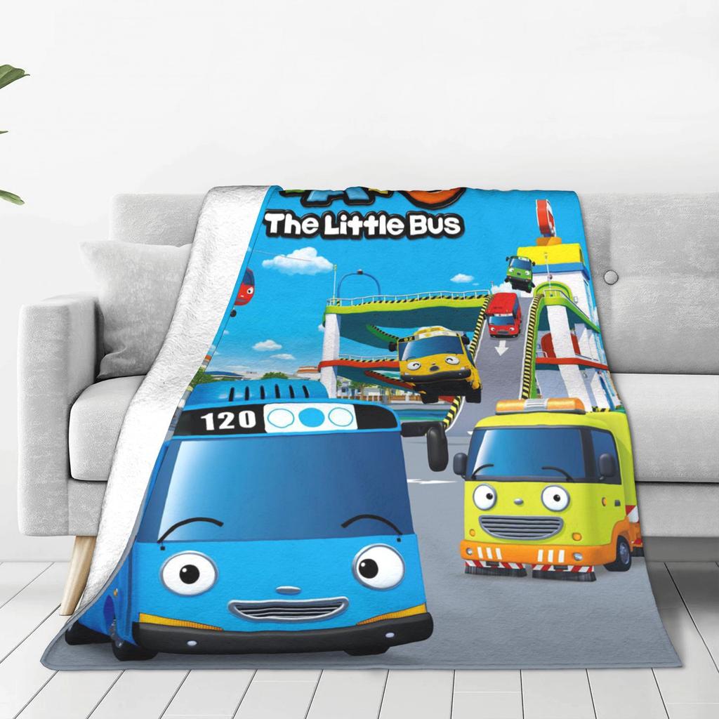 Tayo Il Piccolo Autobus Coperta Calda in Pile Coperta da Divano per Divano Biancheria da Letto Ufficio Coperte Copriletto Trapunta