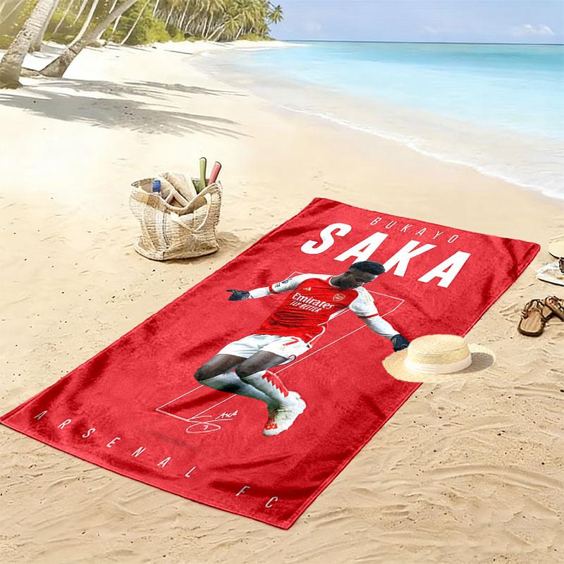 Bukayo Saka Fire Beach Towel, Large Soft Quick Dry Towel for Beach Camping Swimming