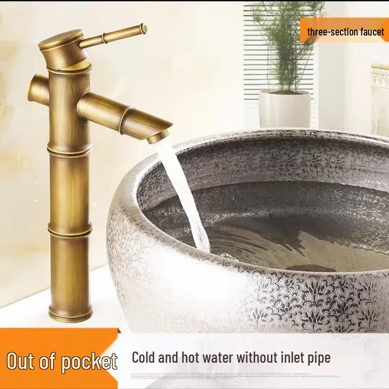 Handun European Antique Bamboo Style Basin Faucet