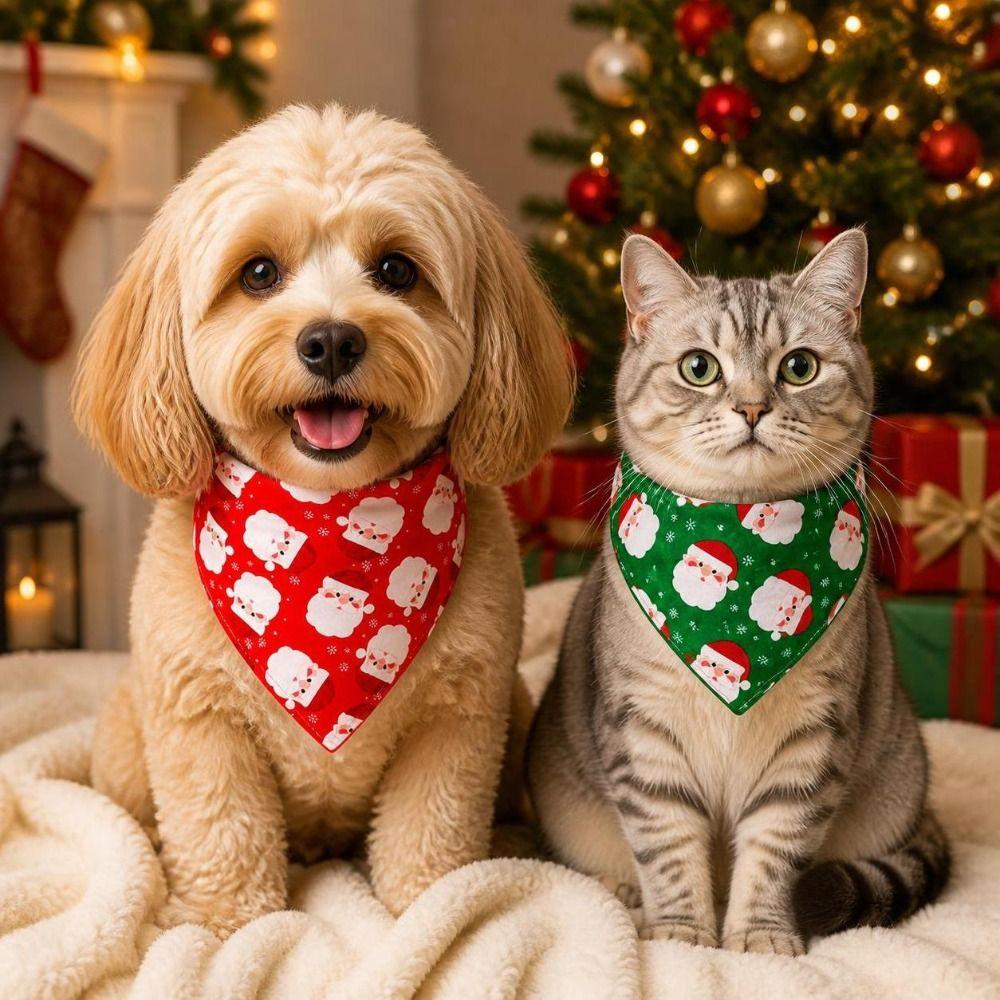 2pcs Adjustable Scarf Bibs Stylish Dog Bandanas Portable Christmas Pet Bandana Pet Supplies