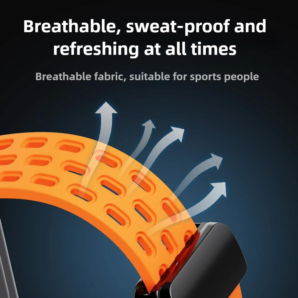 For Xiaomi Bracelet 8 Mi Bracelet 9 Male Female Replacement Sports Magnetic Breathable Folding Buckle Silicone Strap Band