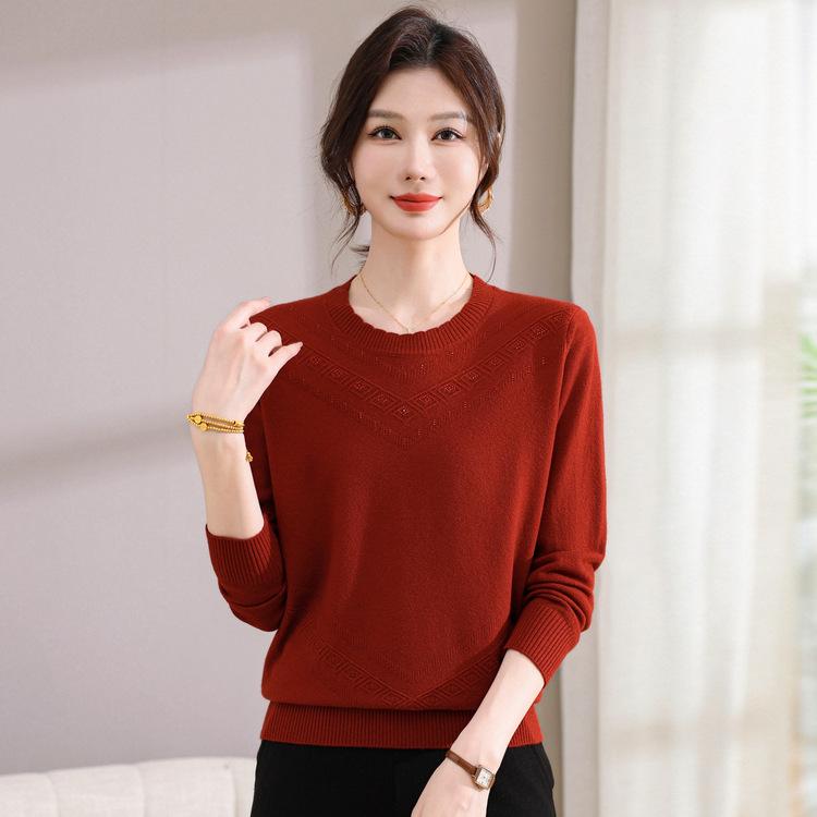 Locker Lässig Mode Rundhals Vielseitiges Unterteil T-Shirt Damenoberteil Herbstkleidung