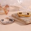 18K Gold-Plated Stainless Steel Wave Open Bangle for Women