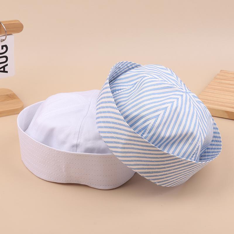 Korean Striped Sailor Hat Lovely Sweet Turn-Up Brim Dome Cap Versatile Cap Girly French Hats Cosplay Party Supplies