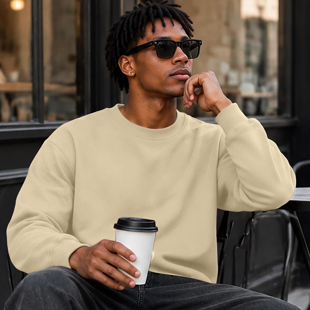 Men's Color Casual Loose Fit Pullover Sweatshirt
