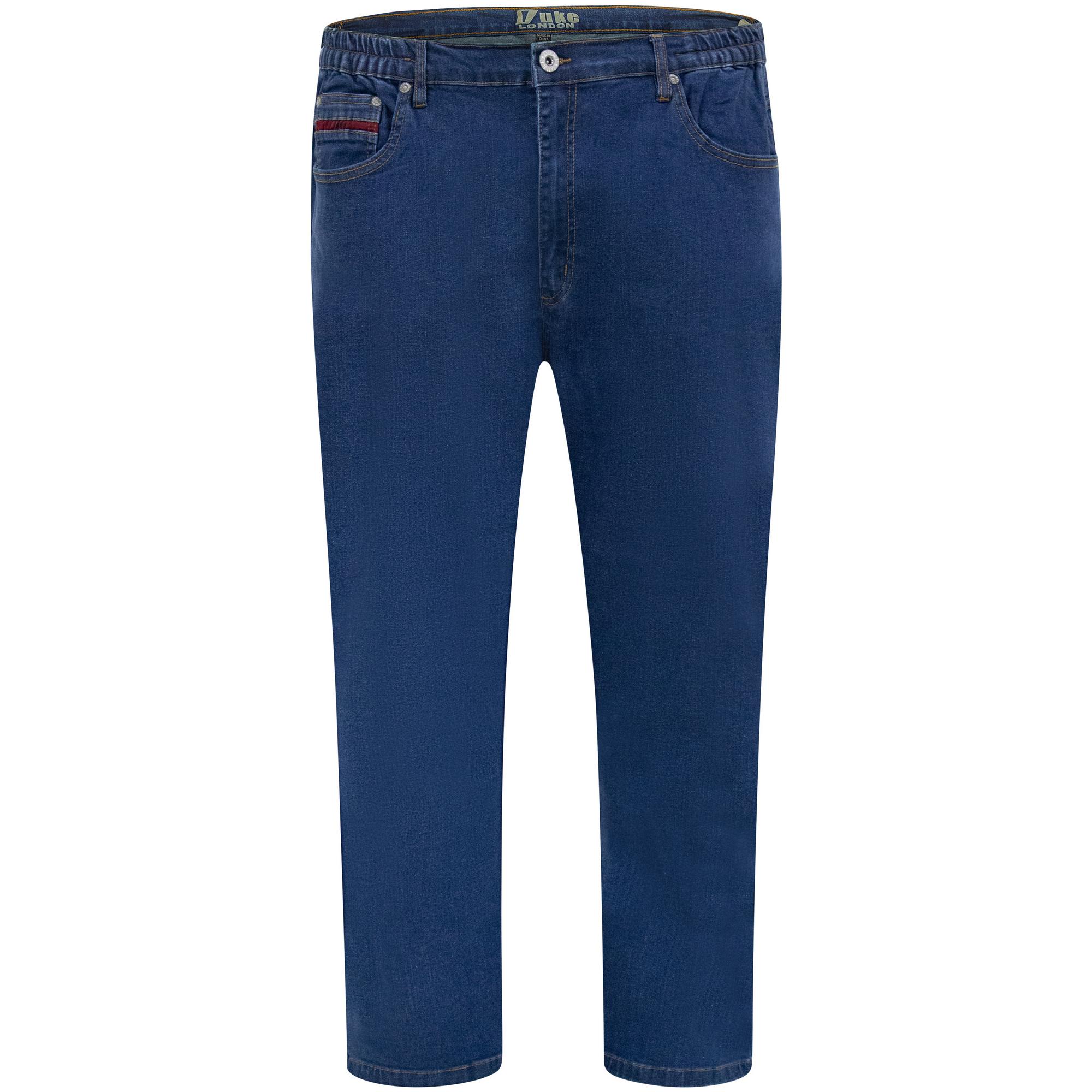 Duke Heren D555 London Bailey Elastische Taille Kingsize Jeans 58L blauw