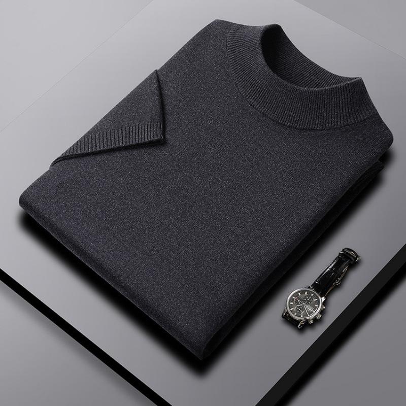 Men'S Short-Sleeve Sweater, Half-Turtleneck Sweater, Thin Pullover Half-Sleeve, Middle-Aged And Young Men'S Knit T-Shirt