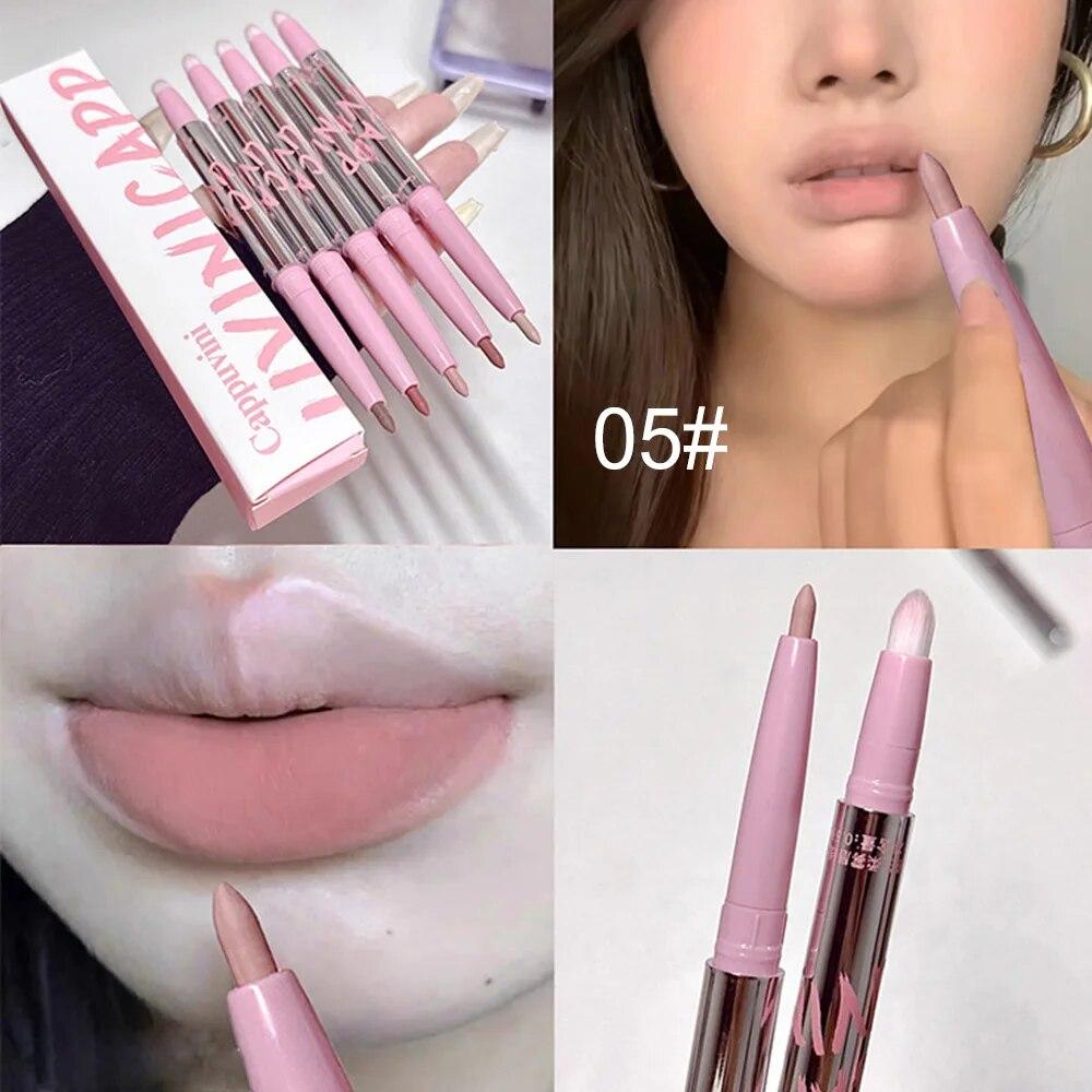 

Карандаш для губ Nude с кисточкой для губ Cappuvini Korean Style Lip Makeup Long Last Velvet Matte Lipstick 03#