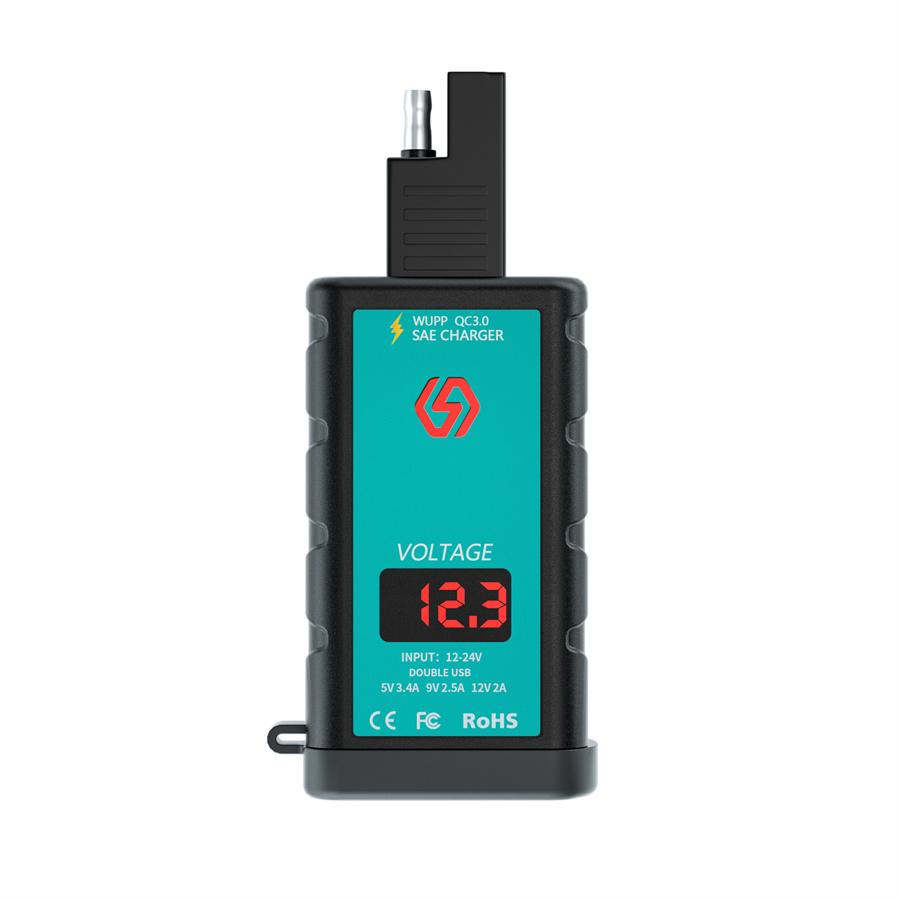 Motorcycle USB + Type-C Charger QC3.0 Fast Charger with Voltmeter Power Switch