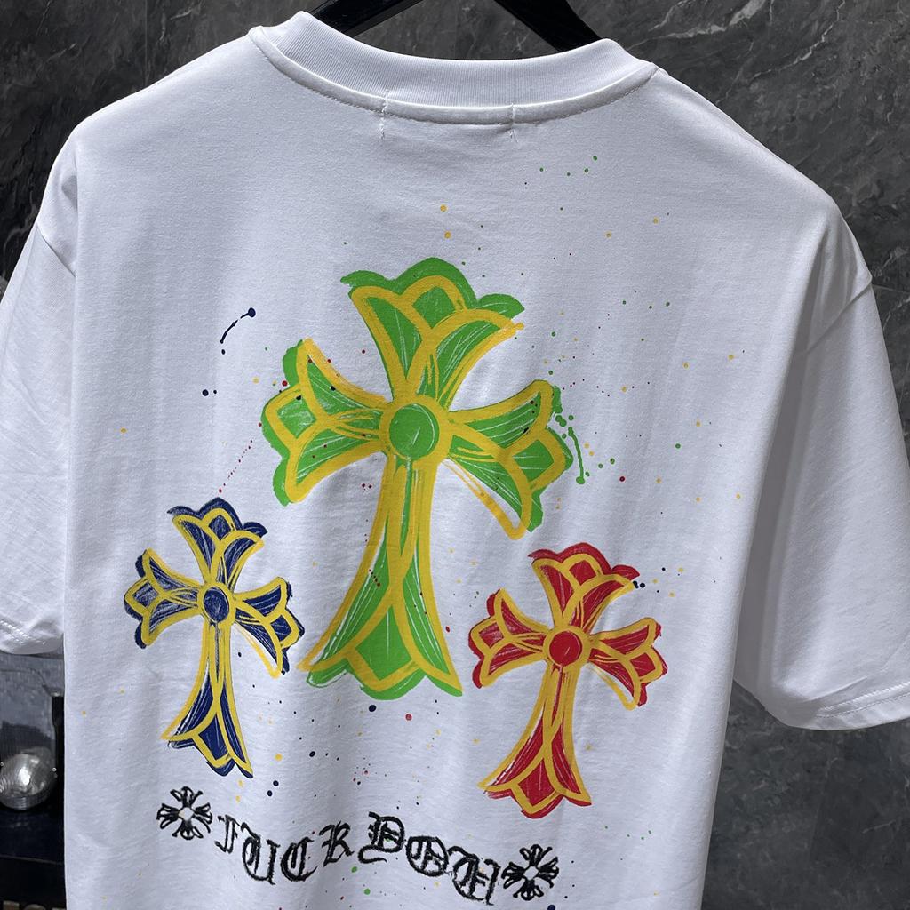 8959 CHROME HEARTS 2026 Summer New High Quality Cotton Round Neck Loose Large Size Men's and Women's T-shirt Couple T-shirt