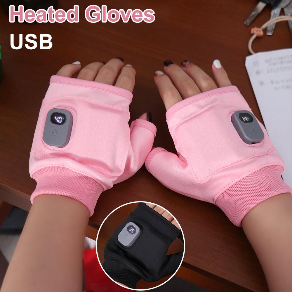 1Pair Thermal Electric Heated Gloves USB Rechargeable Winter Warm Gloves Heating Gloves Women/Men