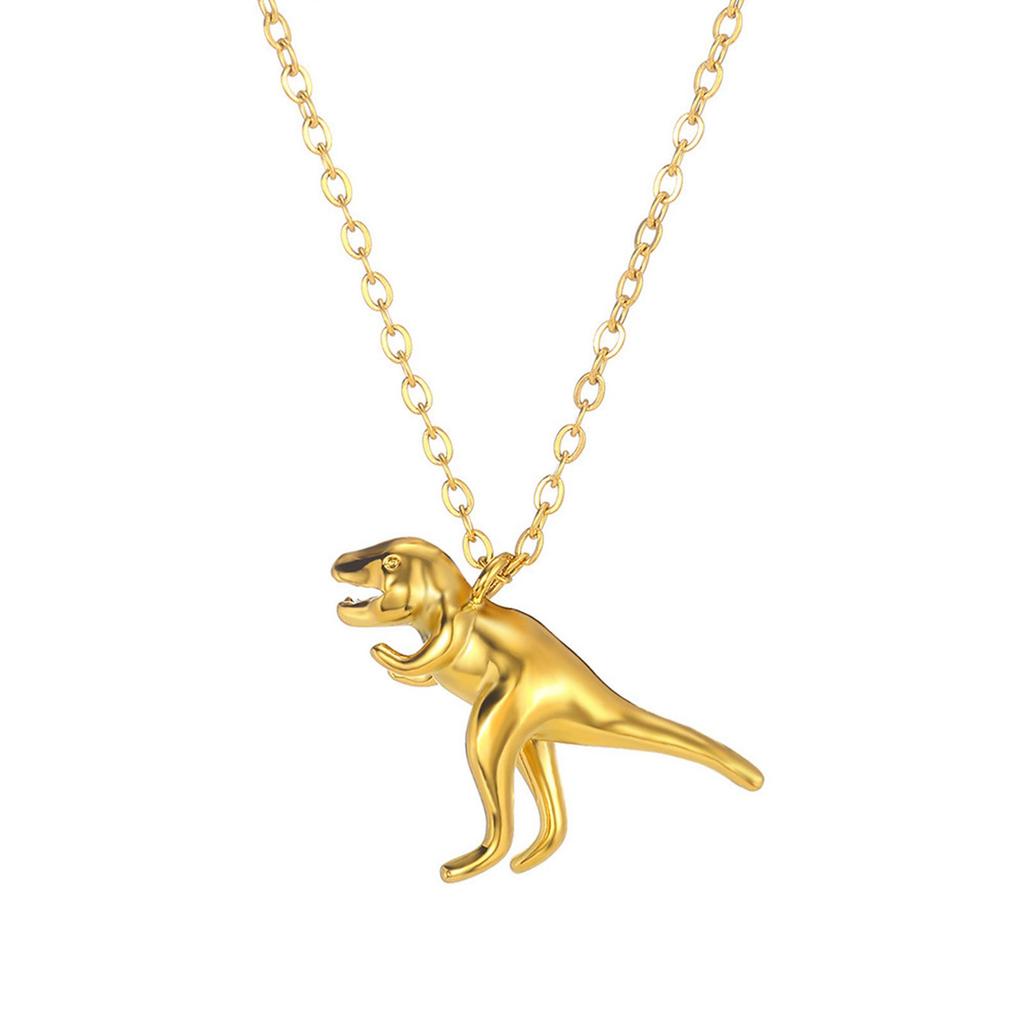 Fashionable Dinosaur Pendant Necklace Gold Chain Necklace Children Cute Wildlife Jewelry Accessory for Daily Party