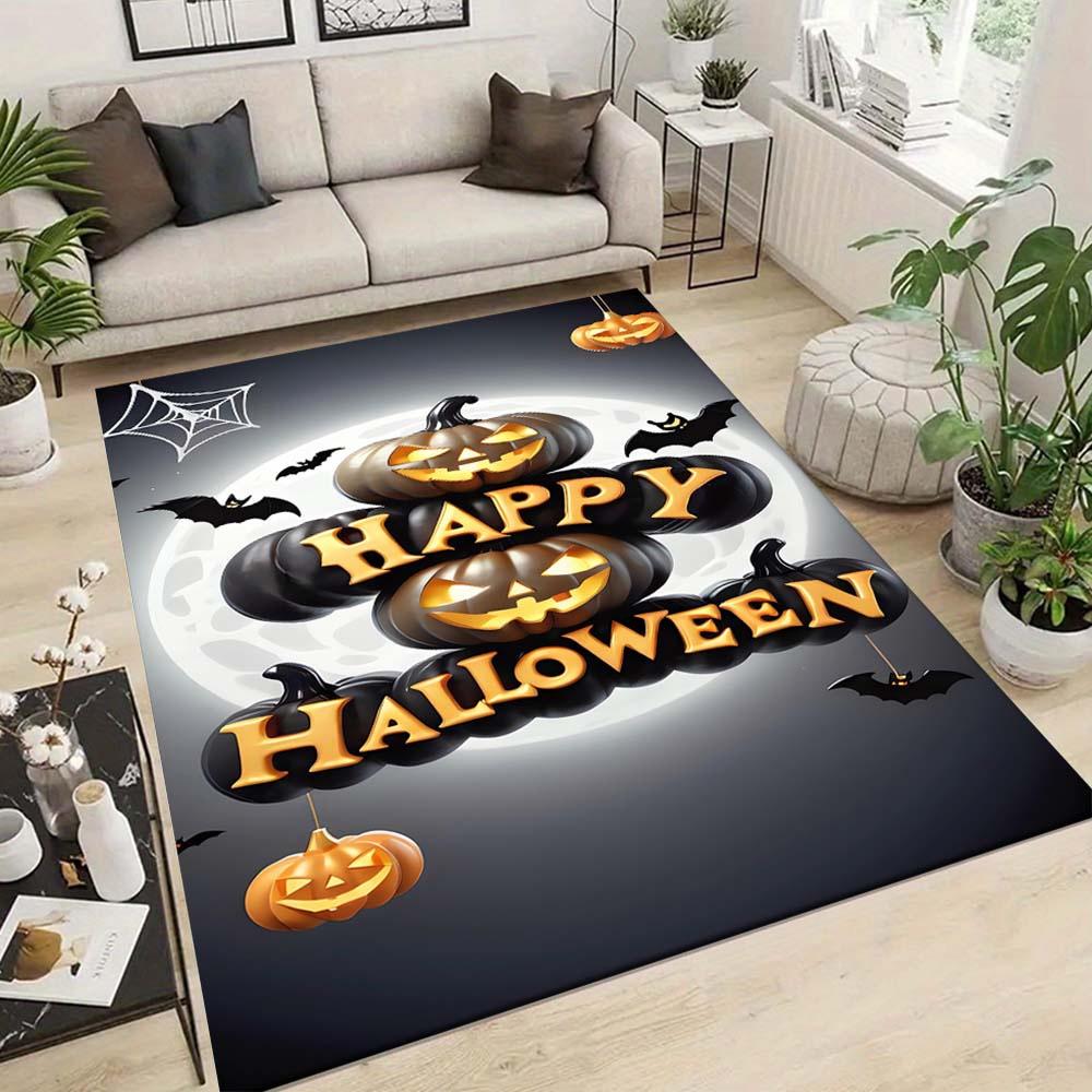 1 Stück Happy Halloween Teppich, Rutschfest, Leicht zu reinigen, Fleckenresistent, Perfekt für gemütliche Wohnzimmer, Schlafzimmer, Küchen, Büros und H