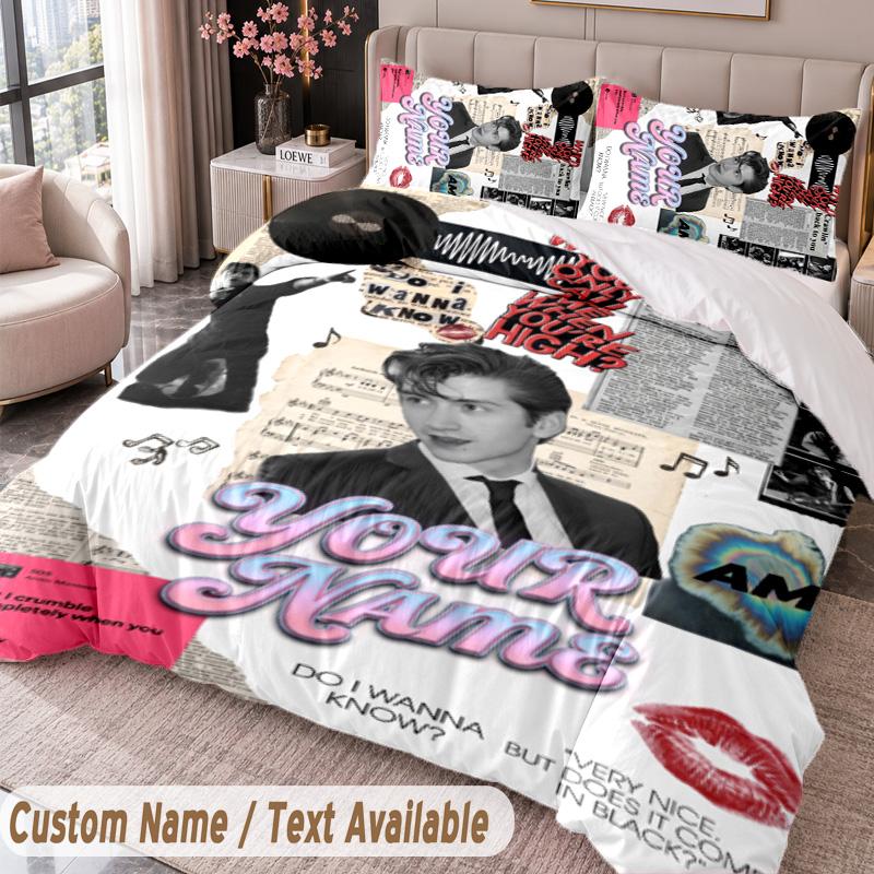 Custom Name Text 3Pcs Bedding Set Arctic Monkeys Duvet Cover And Two Pillowcases