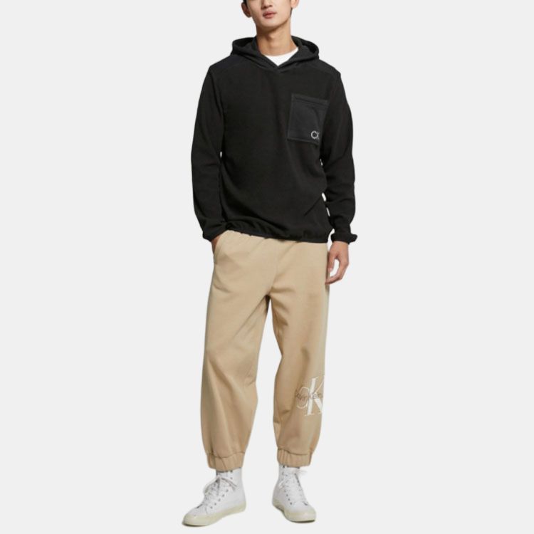 Calvin Klein FW22 Brand Logo Embroidered Hoodie Men Hoodies Black 40KC439-BAE
