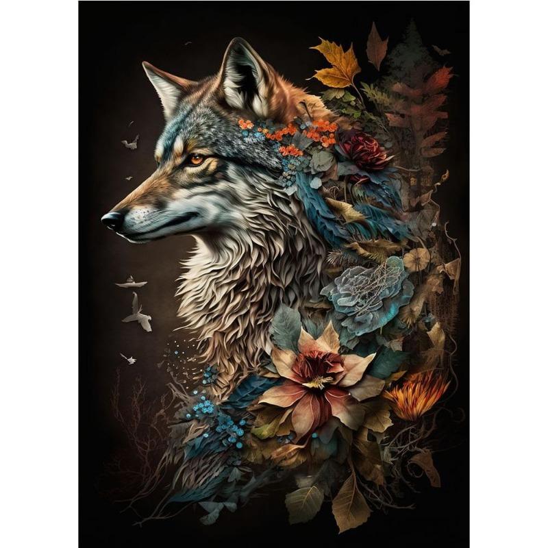 Vintage Animals In the Jungle, Flowers, Canvas, Painting, Poster Printing, Peacock, Tukan, Parrot, Elephant, Monkey, Wall Painting