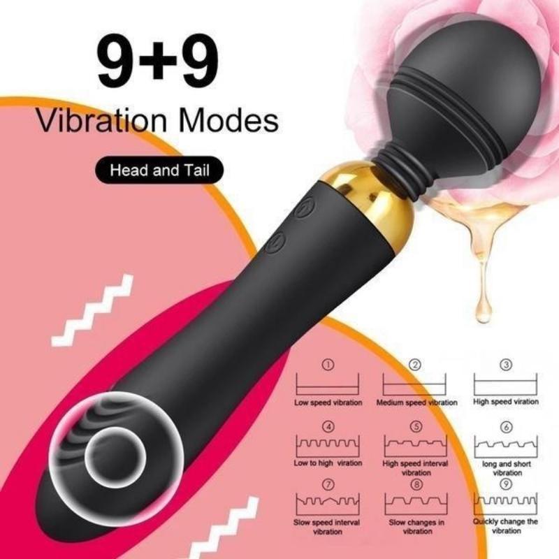 2023 Power Stick AV Vibrator Double Head 9-Speed Power G-Point Massager Vaginal Anal Stimulation Female Sex Toy Bullet