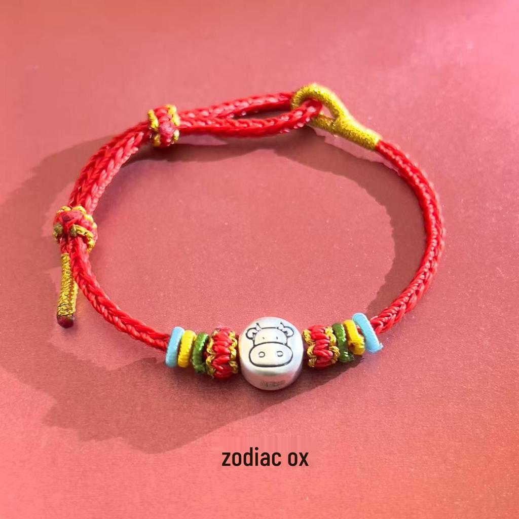 Sterling Silver 12 Zodiac Year of the Horse Wine Red Rope Bracelet for Men & Women - Lucky Charm Couple Bracelet