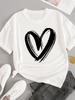 (Asian Size) T-shirts Fashion O-neck Female Casual Women's Top T Clothing Sweet Love Style 90s  Print Short Sleeve Graphic Tee