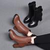 Spitze Mode-Stiefel Damenstiefel 2025 Herbst und Winter Europäischer und Amerikanischer Wind Wasserdicht Plateau Hoher Absatz Gürtelschnalle Lederstiefel Damen wa