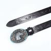 Men'S Western Denim Belt Horseback Retro Blue Retro Horsehead Punk Belt