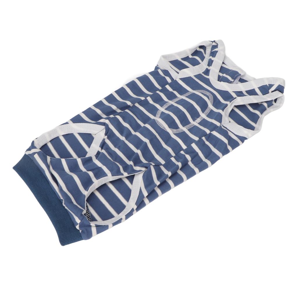 Dog Recovery Suit Stretchy Breathable Adjustable Collar Stripe Pet Post Surgery Shirt for Abdominal